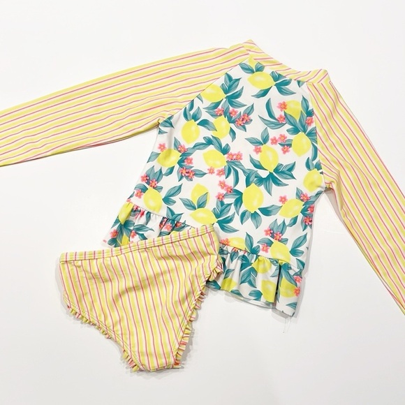 Nicole Miller Floral and Striped Girls Two Piece Swim Set - Picture 2 of 3